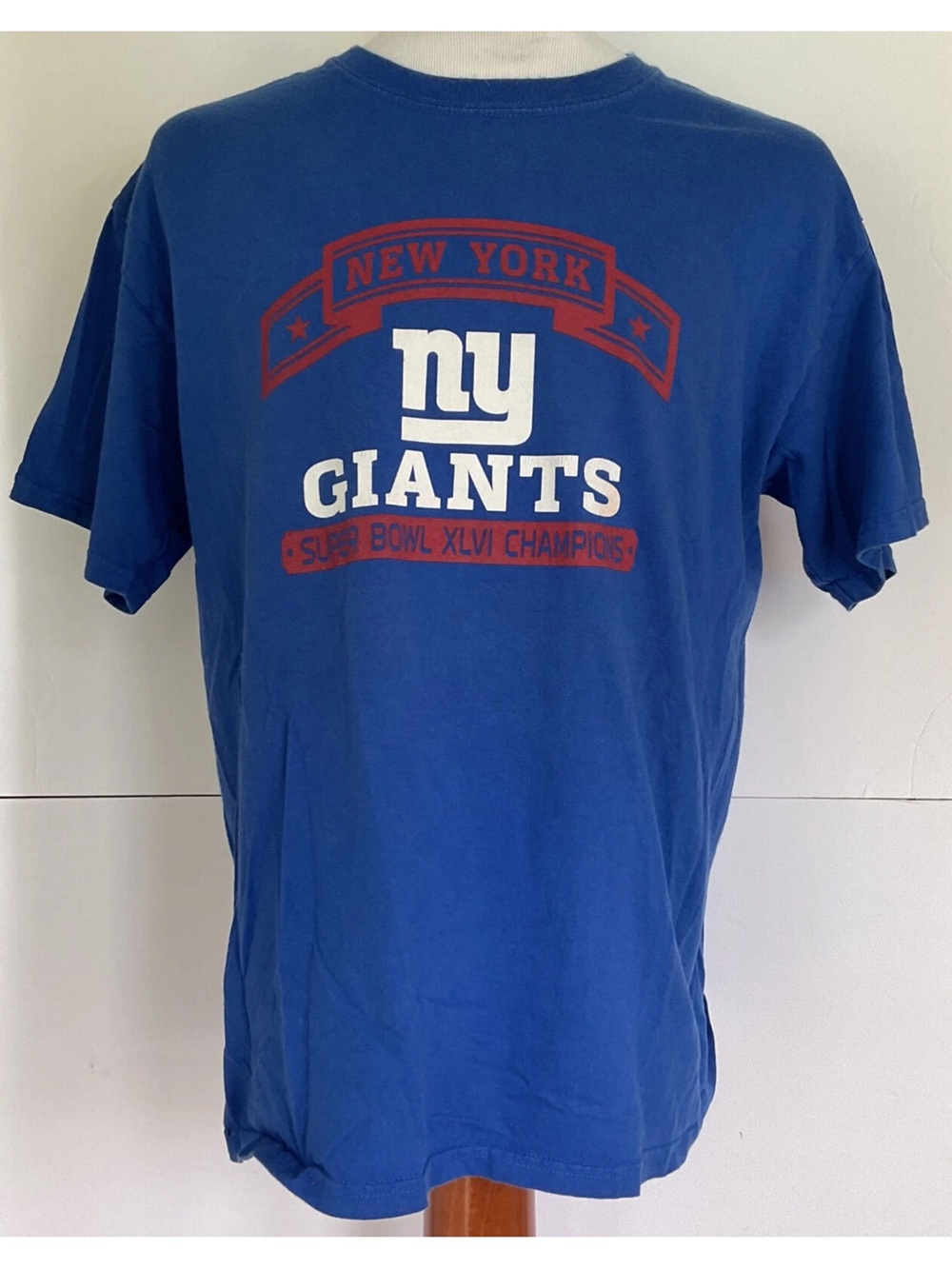 New York Giants Super Bowl XLVI 2011 Champions Men's Blue T Shirt Size Large